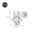 Titanium Roboter Labret Piercing Schmuck mit funkelnden Zirkonia Steinen, 8mm Höhe, sicher. - Roboter-Stil (Stil 15) / 1.2x6mm (Innengewinde M0.9) / Silber
