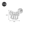 Titan Schleife Labret Piercing 6x7mm Ohrstecker Zirkonia Helix Tragus Körperschmuck. - Schmetterlingsform (Stil 16) / 1.2x6mm (Innengewinde M0.9) / Silber