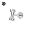 F136 Titan Knochen Labret Stecker Ohr Knorpel Piercing Schmuck Flache Rueckseite - Knochen-Stil (Stil 20) / 1.2x6mm (Innengewinde M0.9) / Silber