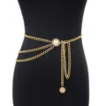 Multi-layer gold metal waist chain sexy body chain adjustable jewelry accessory for women - Sunflower Waist Chains / Gold