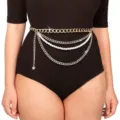 Elegant multi-layer gold chain belt featuring imitation pearls for chic women body chain. - Gold