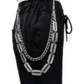Metallikí alysída pantalonioú punk stíl me kremastá xyrafákia gia hip hop andrikó gynaikío - Multi-Layer Blade Pants Chain / Λευκό K (Γυαλιστερό Ασημί)
