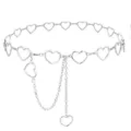 Silver heart chain belt, stylish metal waist chain for women fashion accessories variant - Large Heart Waist Chain / White K-Tone