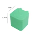 Contenant carré en silicone avec couvercle lapin, boite étanche pour bébé et collation salade verte. - Lapin / Vert