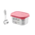 Stainless Steel Lunch Box Cute Cartoon Bento Box with Silicone Lid and Spoon Variant - 230ml Ice Cream Tub with Pink Ice-Pattern Lid & Spoon
