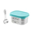 Stainless steel bento box with lid and cute spoon, ideal for fresh fruit and snacks storage. - 230ml Ice Cream Tub with Mint Green Ice-Pattern Lid & Spoon