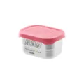 Fiambrera de acero inoxidable con bonito oso y tapa rosa, ideal para fruta y comida. - Tarrina de helado de 230 ml con tapa de patrón de hielo rosa