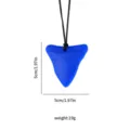 Blue silicone shark tooth teether necklace sensory chew toy for babies and kids 5cm - Blue