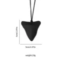 Black silicone shark tooth chew necklace for kids, sensory teether pendant, size 5cm, 19g. - Black