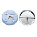 Assiette compartimentée pour bébé en acier inoxydable avec base ventouse en silicone. - Assiette Grande 23cm / Bleu clair
