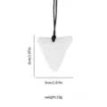 Silicone shark tooth baby teether sensory chew necklace with black hanging cord 5cm - White