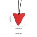 Silicone shark tooth teether necklace for babies and kids, sensory chew toy with black cord. - Red