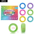 6Pcs Textured Sensory Toy Rings Silicone Fidget Rings Soft Relief Toys for Kids Adults - Multicolor / 6 Pieces/Pack (Boxed)