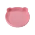Assiette bébé en silicone rose, joli design ours plat d'alimentation pour enfants en bas âge. - Tapis d'assiette en forme d'ours / Rose
