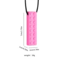 Silikon Baustein Beissring Halskette fuer Kinder sensorisches Kauspielzeug 7cm - Baustein-Modell / Rosa