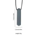 Silikon Kauschmuck Kette Sensorik Beissring fur Kinder, grauer Beissstab mit schwarzer Kordel. - Edelsteinform / Grau