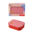 Silicone lunch box for children with cute cat design, portable bento box food container. - 3-Compartment Lunch Box / Red