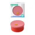 Silicone bento lunch box with cute cat design, microwave safe food container for daily use. - Round Food Container - Red