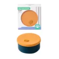 Silicone lunch box with cute cat design, microwave safe food container for office workers. - Round Food Container - Green