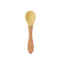 Baby wooden handle silicone feeding spoon, safe and soft for infant self-feeding training. - Spoon / Yellow