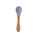 Wooden handle silicone baby spoon in purple variant for toddler self feeding training - Spoon / Purple