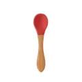 Baby silicone spoon with wooden handle red feeding spoon for infants toddler tableware SKU - Spoon / Red