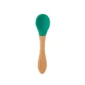 Baby wooden handle silicone spoon, green silicone head and natural wood grain handle variant. - Spoon / Dark Green
