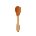 Silicone baby feeding spoon with wooden handle in vibrant orange color, ideal for infant solid food. - Spoon / Orange