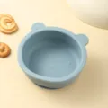 Cute bear ear silicone baby bowl for toddler feeding, suction base design, safe and durable. - Single Bowl / Haze Blue