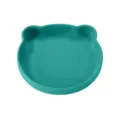 Assiette bébé en silicone verte, design mignon d'ours, vaisselle sûre pour tout-petits. - Assiette en silicone ours - vert foncé