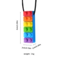 Silikon Regenbogen Baustein Kauschmuck Halskette Beissring fuer Babys und Kinder 6cm - Blau
