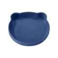Assiette bébé en silicone ours bleu foncé, bol d'alimentation mignon pour tout-petits, vaisselle. - Assiette en silicone motif ours (Bleu)