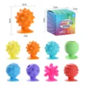 Siliconen sensorisch zuignap fidget speelgoed set met getextureerde anti-stress ballen. - Set van 8 Stuks in Kleurdoos (Willekeurige Kleur)