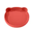Jolie assiette pour bébé en silicone en forme d'ours rouge, idéale pour les repas d'enfants. - Assiette en silicone motif ours (Rouge)