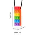 Silikon Regenbogen Baustein Beissring Halskette für Babys sensorisches Kauspielzeug 6cm. - Orange