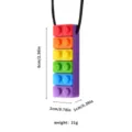 Silikon Regenbogen Baustein Kauschmuck Kette für Babys, Zahnungsspielzeug, 6cm groß. - Lila