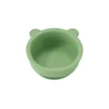 Bol bebe en silicone vert avec jolies oreilles d'ours, ideal pour les repas de l'enfant. - Bol en silicone ours - Vert clair