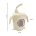 Silikon Babytrinkbecher mit Henkel und Strohhalm, niedliches Penguin-Design, BPA-frei. - Aprikose