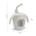 Baby Silikon-Trinklernbecher mit Griffen und Strohhalm, niedliches Pinguin-Design Kleinkindertasse. - Off-White