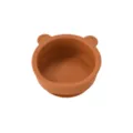 Bol pour bébé en silicone marron avec adorables oreilles d'ours et base à ventouse. - Bol en silicone ours - Orange