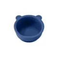 Bol en silicone bleu foncé pour bébé avec adorables oreilles d'ours, idéal pour l'alimentation. - Bol en silicone ours - Bleu