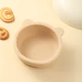 Cute bear silicone baby bowl with suction base, safe feeding tableware for infants and toddlers. - Single Bowl / Milk Tea