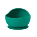 Green silicone baby suction bowl, anti-slip infant feeding tableware for toddler mealtime. - Bowl / Dark Green