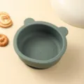 Silicone Baby Bowl Cute Bear Ears Suction Plate Green Infant Feeding Tableware SKU - Single Bowl / Olive Green