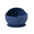 Dark blue baby silicone suction bowl with high back anti-spill design for infant feeding. - Bowl / Blue