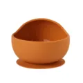 Orange silicone baby suction bowl for infant feeding, anti-slip solid toddler training tableware. - Bowl / Orange