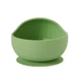Green silicone baby suction bowl with high back design for infant feeding training. - Bowl / Light Green