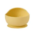 Yellow silicone baby suction bowl with high back design for toddler feeding training tableware. - Bowl / Yellow