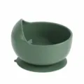 Green silicone baby suction bowl with high back scoop design for infant feeding training - Bowl / Olive Green
