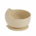 Beige baby silicone suction bowl, anti-slip infant feeding dish for toddlers and kids. - Bowl / Milk Tea